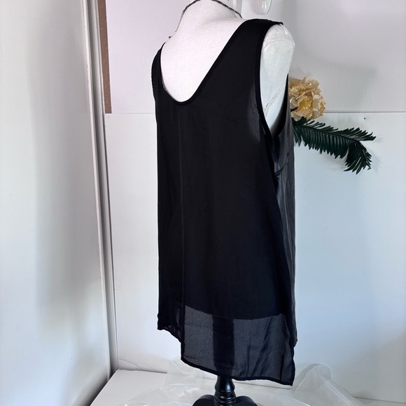 Soprano Tank Top M Medium Sheer Back V-Neck Sleeveless Contrast Hi-Lo #J27 M,L - Picture 3 of 6